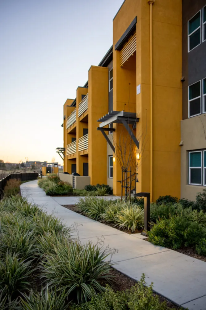 Condo building and landscaping