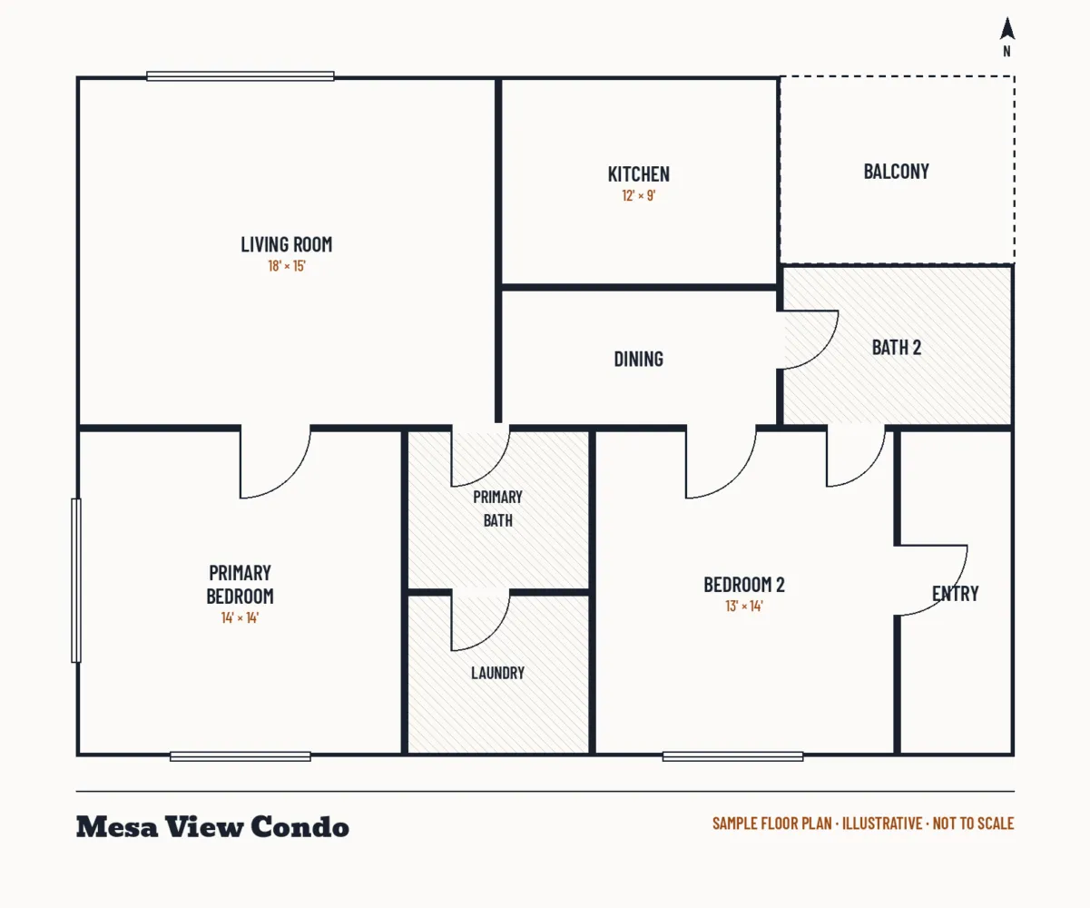 Floor plan of Mesa View Condo (sample)